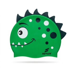 SW-SWI-SIL025-01 SWYVEN Dino-Spike Swim Cap - 3D Crest (55g - Vibrant Green)