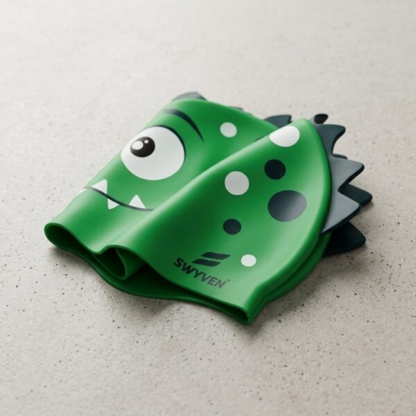 SW-SWI-SIL025-03 SWYVEN Dino-Spike Swim Cap - 3D Crest (55g - Vibrant Green)
