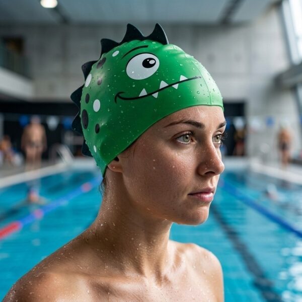 SW-SWI-SIL025-04 SWYVEN Dino-Spike Swim Cap - 3D Crest (55g - Vibrant Green)