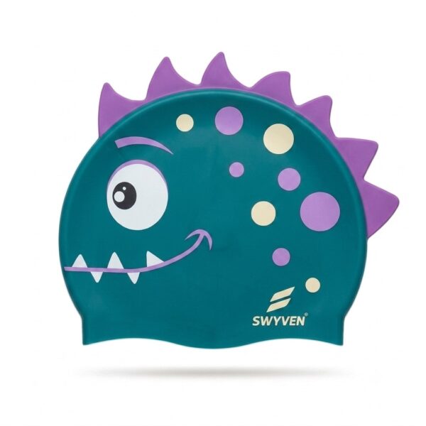 SW-SWI-SIL025-06 SWYVEN Dino-Spike Swim Cap - 3D Crest (55g - Vibrant Green)