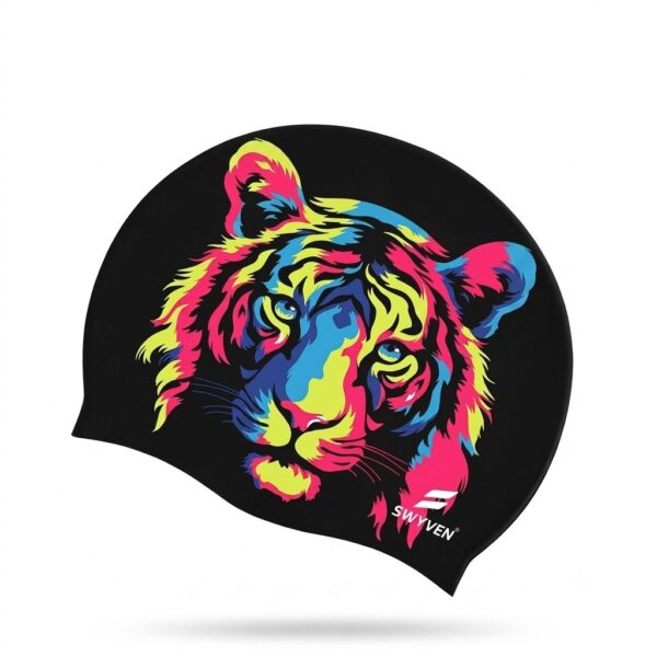 SW-SWI-SIL040-02 SWYVEN Neon Tiger Pro Swim Cap (60g)