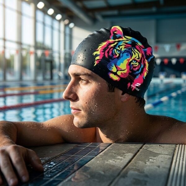 SW-SWI-SIL040-03 SWYVEN Neon Tiger Pro Swim Cap (60g)