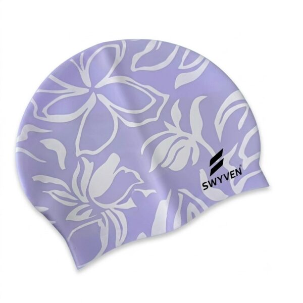 SW-SWI-SIL041-02 SWYVEN Lilac Flora Pro Swim Cap (60g)